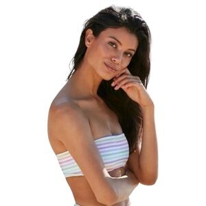 PacSun LA Hearts striped bandeau bikini top size XS